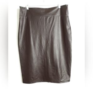 Simlu Pencil Skirt Faux Leather Women's Size 2X Large Blk Onyx Casual